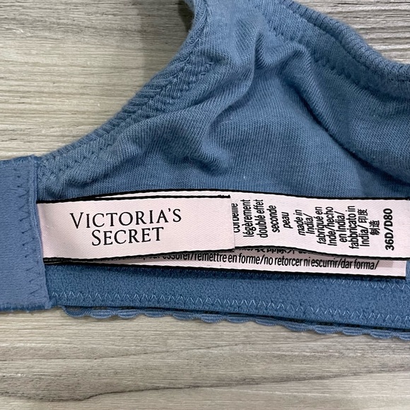 VICTORIA'S SECRET Blue T-Shirt Lightly Lined Cotton Demi Bra size 36D - Picture 10 of 12